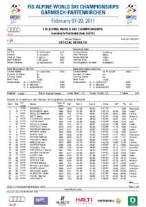 FIS ALPINE WORLD SKI CHAMPIONSHIPS Garmisch-Partenkirchen (GER) Mens Slalom