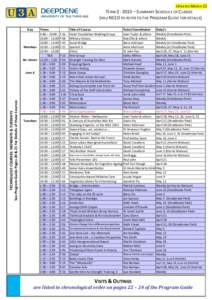 UPDATED MARCH 22  TERM – SUMMARY SCHEDULE OF CLASSES (YOU NEED TO REFER TO THE PROGRAM GUIDE FOR DETAILS)  TECHNOLOGY COURSES: MONDAYS & TUESDAYS