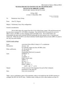 DEUTERIUM ARRAY MEMO #014 MASSACHUSETTS INSTITUTE OF TECHNOLOGY HAYSTACK OBSERVATORY WESTFORD, MASSACHUSETTSMay 2002 revised, 12 December, 2002