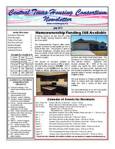 Central Texas Housing Consortium Newsletter www.centexhousing.org July 2011 Inside This Issue