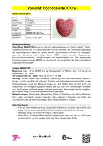 Vorsicht: hochdosierte XTC’s Datum: Januar 2015 Name Gewicht Durchmesser Dicke