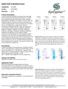 SNAP-ChIP K-MetStat Panel Catalog No. Lot No. Pack Size