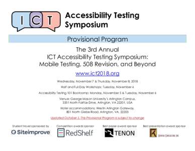 The 2018 ICT Accessibility Testing Symposium: Provisional Program