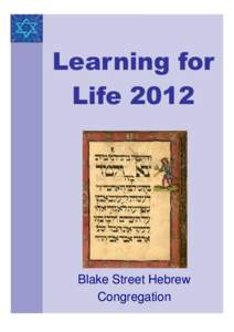 Blake Street Hebrew Congregation  Learning for LifeBlake Street Hebrew