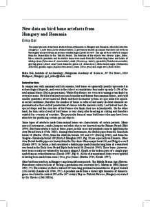 New data on bird bone artefacts from Hungary and Romania  New data on bird bone artefacts from