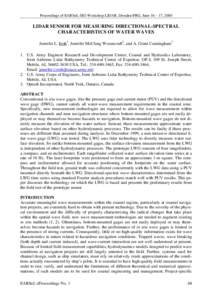 Proceedings of EARSeL-SIG-Workshop LIDAR, Dresden/FRG, June 16 – 17, 2000  LIDAR SENSOR FOR MEASURING DIRECTIONAL-SPECTRAL CHARACTERISTICS OF WATER WAVES Jennifer L. Irish1, Jennifer McClung Wozencraft2, and A. Grant C