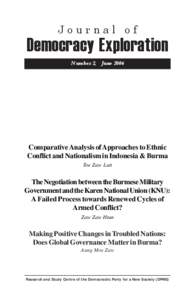 Journal of  Democracy Exploration Number 2, June[removed]Comparative Analysis of Approaches to Ethnic