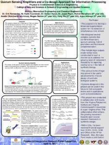 Quorum Sensing Amplifiers and a Co-design Approach for Information Processing Physical & Environmental Sciences & Engineering College of Arts and Sciences & School of Engineering and Applied Sciences Biology, Biomedical 