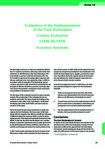 Annex 1.8  Evaluation of the Implementation of the Paris Declaration Country Evaluation COOK ISLANDS