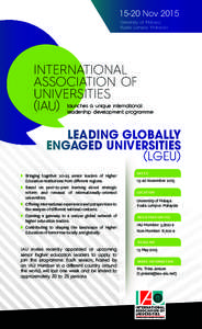 15-20 Nov 2015 University of Malaya, Kuala Lumpur, Malaysia INTERNATIONAL ASSOCIATION OF