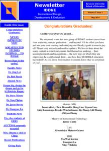 Newsletter  Syracuse University School of Education  IDD&E