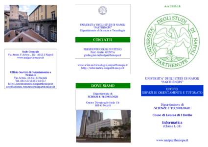 A.AUNIVERSITA’ DEGLI STUDI DI NAPOLI “PARTHENOPE” Dipartimento di Scienze e Tecnologie