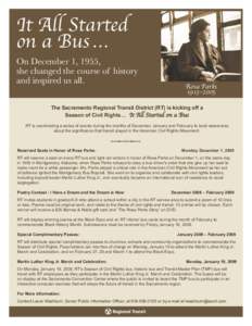 Nonviolence / Montgomery Bus Boycott / Rosa Parks / Martin Luther King /  Jr. / The Rosa Parks Story / Sacramento Regional Transit District / African-American Civil Rights Movement / Bus / Inez Baskin / Community organizing / United States / Activism