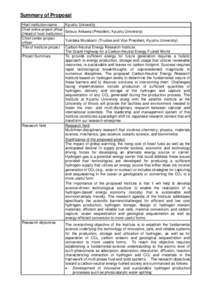 Summary of Proposal Host institution name Chief entire-project officer (Head of host institution) Chief center-project officer