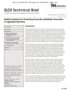 SLDS Technical Brief: Statistical Methods for Protecting Personally Identifiable Information in Aggregate Reporting