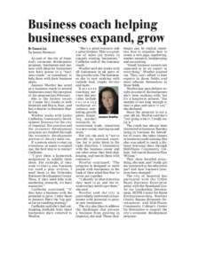 Business coach helping businesses expand, grow By Carolyn Lee The Imperial Republican 	 As part of the city of Imperial’s economic development program, businesses and persons with ideas for businesses