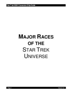 Star Trek B5W Conversion Ship Guide  MAJOR RACES OF THE STAR TREK UNIVERSE