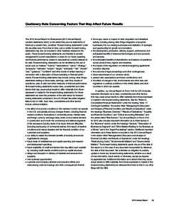 Cautionary Note Concerning Factors That May Affect Future Results  This 2013 Annual Report to Shareowners[removed]Annual Report) contains statements which, to the extent they are not statements of historical or present fac