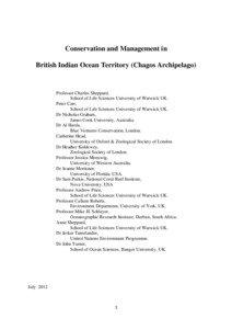 Conservation and Management in British Indian Ocean Territory (Chagos Archipelago)