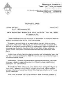 NEWS RELEASE Contact: Matt Kerr[removed], extension 265 June 17, 2014