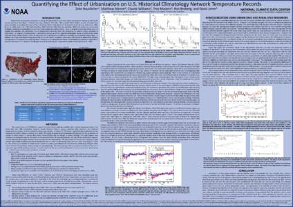 Quantifying the Effect of Urbanization on U.S. Historical Climatology Network Temperature Records Zeke Hausfather1, Matthew Menne2, Claude Williams2, Troy Masters3, Ron Broberg, and David Jones4 NOAA  1C3