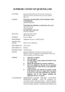 SUPREME COURT OF QUEENSLAND CITATION: Queensland Building and Construction Commission v Lifetime Securities (Australia) Pty Ltd & AnorQCA 161