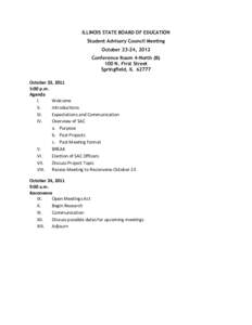 Student Advisory Council Meeting Agenda - October 23-24, 2012