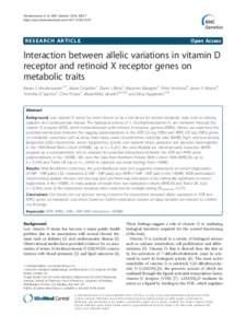 Transcription factors / Genetics / Molecular biology / VDRE / Retinoid X receptor / Calcitriol receptor / Genome-wide association study / Low-density lipoprotein / Single-nucleotide polymorphism / Biology / Vitamin D / Intracellular receptors