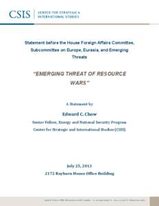 Draft  Statement before the House Foreign Affairs Committee, Subcommittee on Europe, Eurasia, and Emerging Threats
