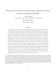 Temporary Protection and Technology Adoption: Evidence from the Napoleonic Blockade Réka Juhász ∗