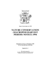 Queensland  Nature Conservation Act 1992 NATURE CONSERVATION (MACROPOD HARVEST