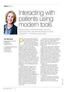 Editor’s Letter  Interacting with patients using modern tools Lisa Ramshaw