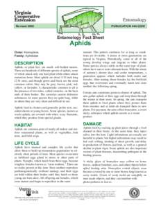 Entomology Revised 2002 PUBLICATION 444-220W  Entomology Fact Sheet