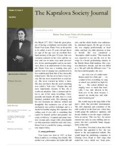 Volume 11, Issue 2  The Kapralova Society Journal Fall 2013