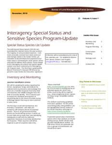 Bureau of Land Management/Forest Service November, 2010 Volume 4, Issue 1 Interagency Special Status and Sensitive Species Program-Update