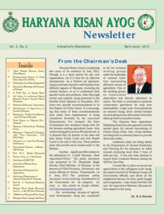 HARYANA KISAN AYOG Newsletter Vol. 2, No. 2 A Quarterly Newsletter