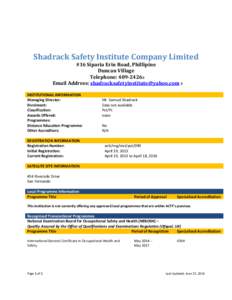        Shadrack	Safety	Institute	Company	Limited