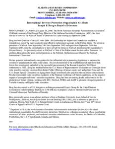 ALABAMA SECURITIES COMMISSION P.O. BOX[removed]MONTGOMERY, ALABAMA[removed]Telephone: [removed]Email: [removed] Website: www.asc.alabama.gov