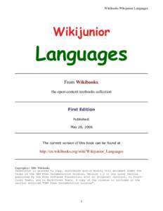 Wikibooks Wikijunior Languages  Wikijunior Languages From Wikibooks,