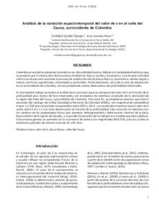 GEOS, Vol. 35, NoAnálisis de la variación espacio-temporal del valor de b en el valle del Cauca, suroccidente de Colombia Cristóbal Condori Quispe1,2, Jhon Leandro Pérez3,4 Instituto Geofísico del Perú-