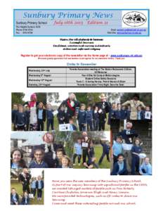 Sunbury Primary News July 16th 2015 Sunbury Primary School  Edition 21