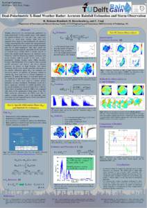RainGain Conference, 08-09 June 2015, Paris, France Dual-Polarimetric X-Band Weather Radar: Accurate Rainfall Estimation and Storm Observation R. Reinoso-Rondinel, H. Russchenberg, and C. Unal Department of Geoscience an
