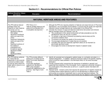 Shoreline Studies for Kawartha Lakes Official Plan  Official Plan Recommendations Section[removed]Recommendations for Official Plan Policies Defined Shoreline Values