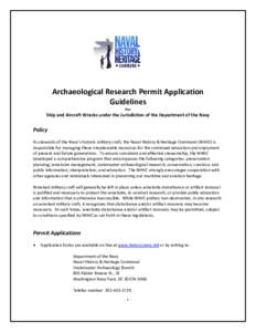 APPLICATION GUIDELINES FOR ARCHEOLOGICAL RESEARCH PERMITS