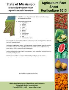 State of Mississippi Mississippi Department of Agriculture and Commerce Agriculture Fact Sheet