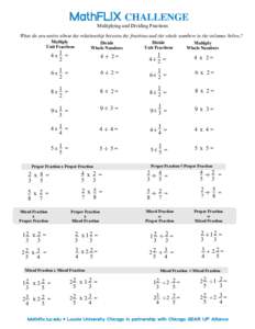 Multiplying and Dividing Fractions What do you notice about the relationship between the fractions and the whole numbers in the columns below,? Multiply Unit Fractions  Divide