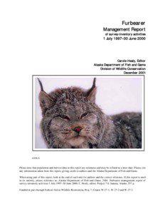 Furbearer Management Report of survey-inventory activities