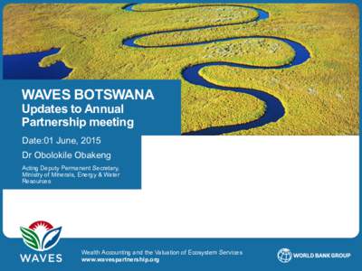 WAVES BOTSWANA Updates to Annual Partnership meeting Date:01 June, 2015 Dr Obolokile Obakeng Acting Deputy Permanent Secretary,