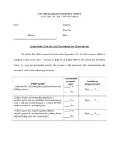 Microsoft Word - Cover Sheet for Motion to Approve Sale Procedures (Word) (revised[removed])