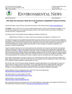 Environment of the United States / Environment / Superfund / National Priorities List / Hercules 009 Landfill / Kalamazoo Superfund Site / Waste / Hazardous waste / United States Environmental Protection Agency